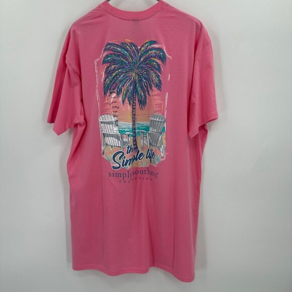 Simply Southern Short Sleeve T-Shirt sz 2XL Fancy Candy Pink Palm Tree Tee NWT - Picture 1 of 6